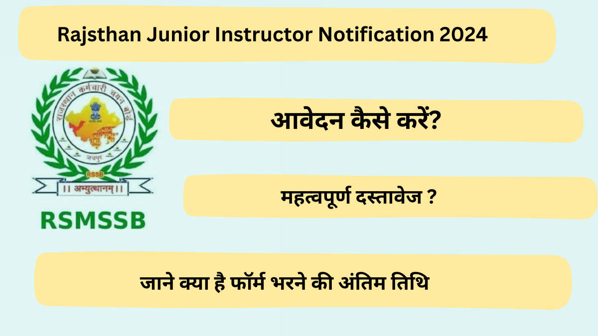 Rajsthan Junior Instructor Notification 2024